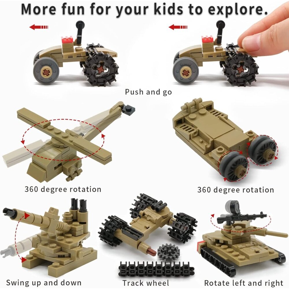 Army Tank Toy Building Blocks Set Compatible with Lego, Create a Armored Tank or - Picture 6 of 8